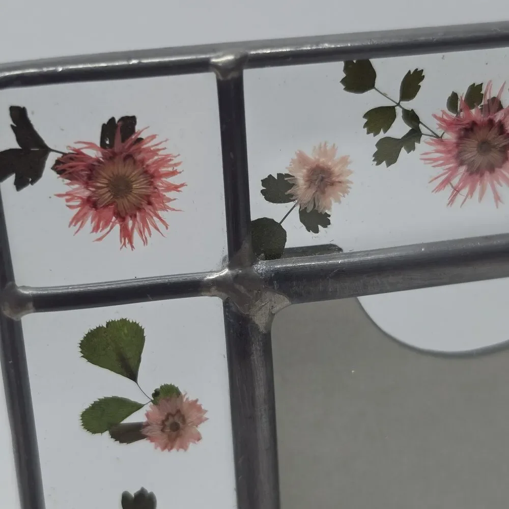 Pressed Flowers Metal Stained Glass Foldable Double Picture Frame By Malden